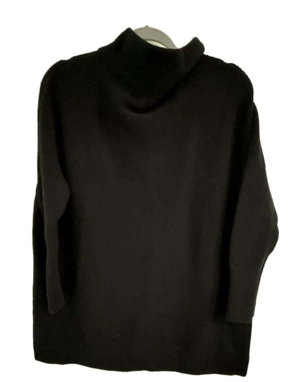 Free People Black Ottoman Slouchy Tunic Oversized Ribbed Turtleneck Sweater XS